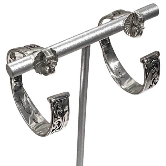 LOIS HILL Sterling Silver Cut Out Hoops with Silver Accent Entwined Throughout - Picture 5 of 14